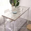 Sıcak satış temizle PVC masa örtüsü dikiş kenarı ile